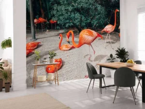 Outlet Flamingo's op een Caribisch eiland fotobehang Tienerkamer | Dieren