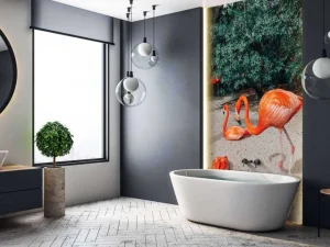 Outlet Flamingo's op een Caribisch eiland fotobehang Tienerkamer | Dieren