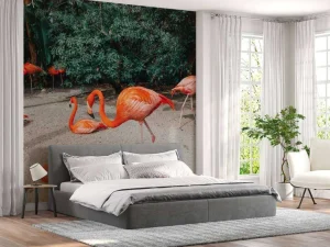 Outlet Flamingo's op een Caribisch eiland fotobehang Tienerkamer | Dieren