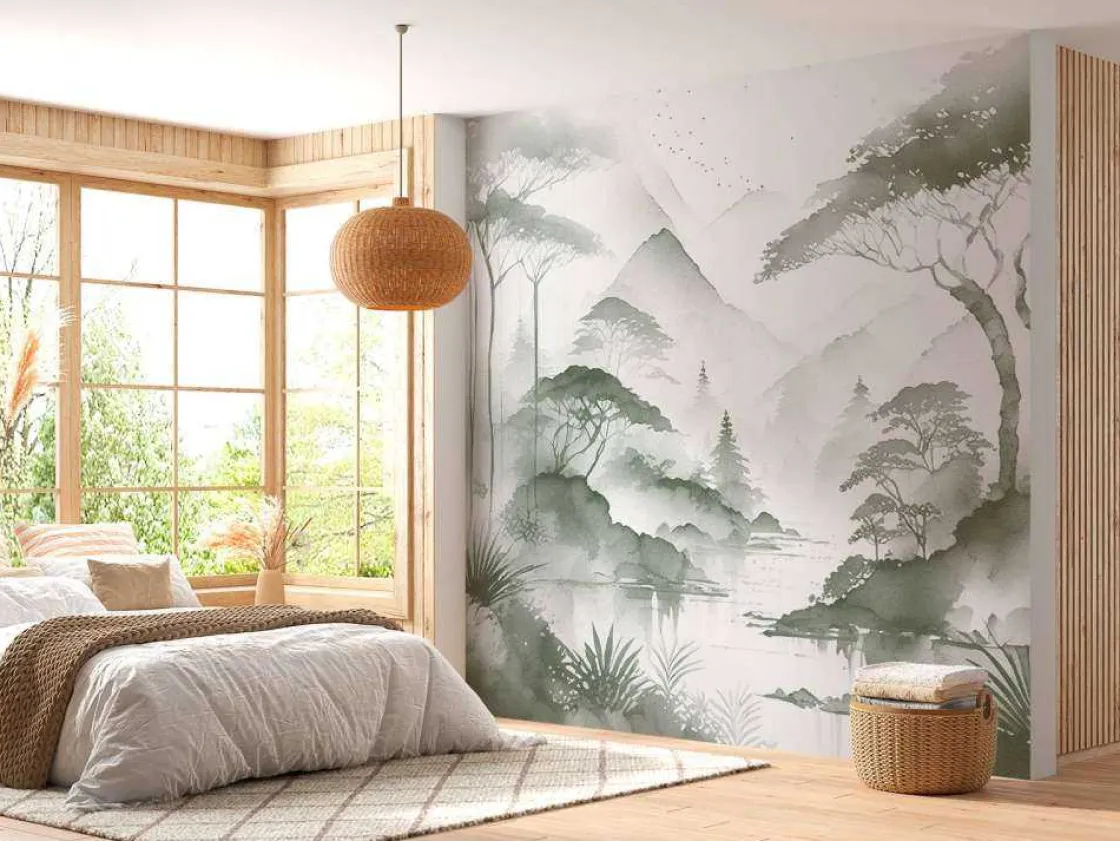 fotobehang__bergmeer_in_n_10-1.webp Fashion Fotobehang - Bergmeer in Nevelige Inkt, groen Landschappen