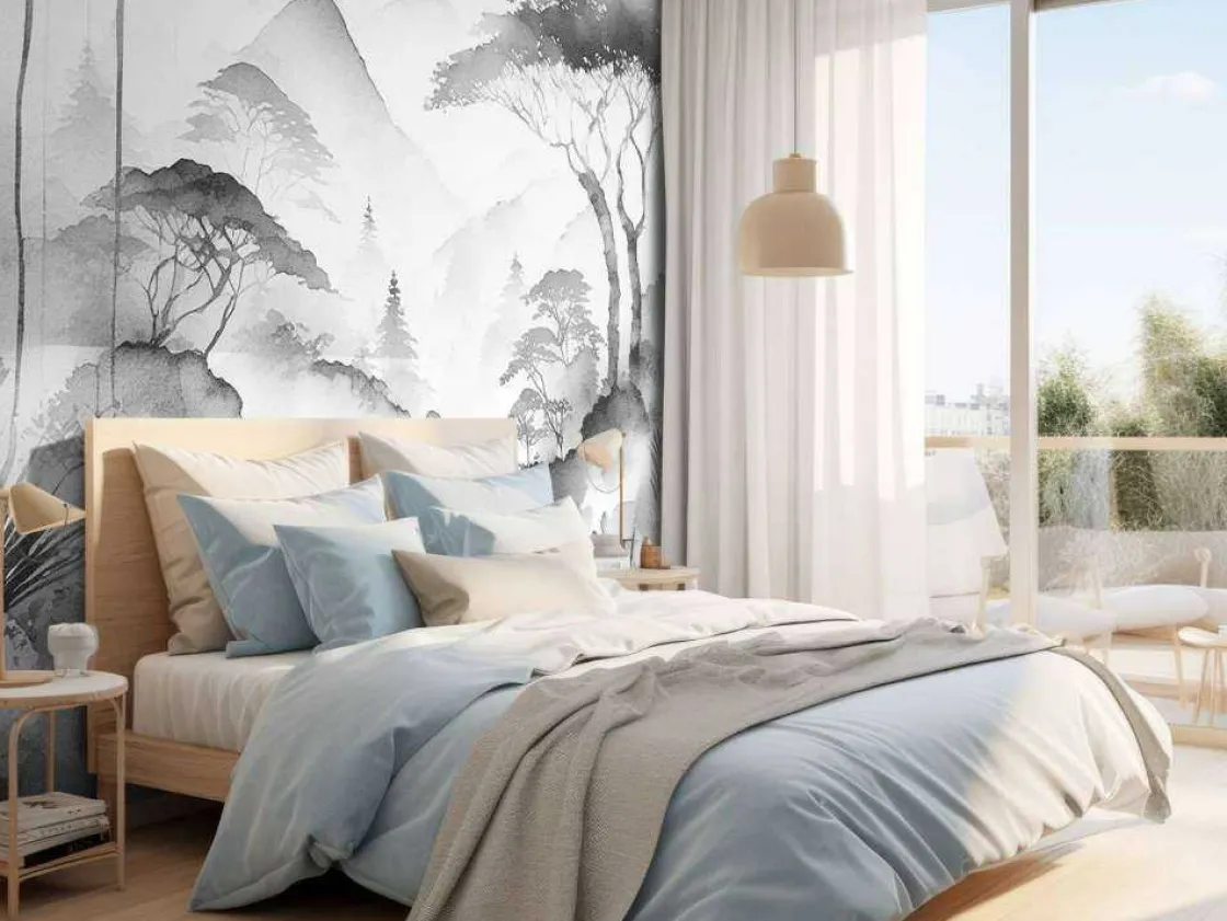 fotobehang__bergmeer_in_n_10-2.webp Sale Fotobehang - Bergmeer in Nevelige Inkt Landschappen