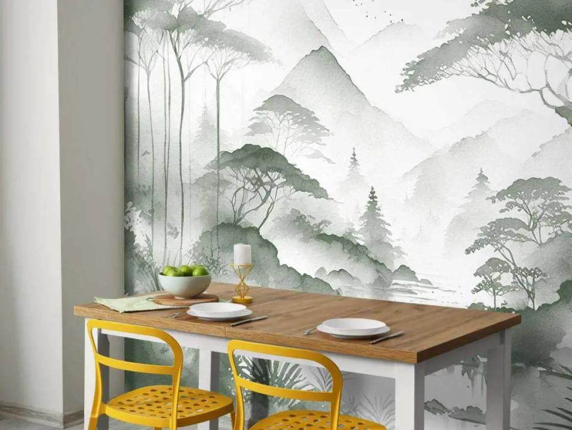 fotobehang__bergmeer_in_n_3-1.webp Fashion Fotobehang - Bergmeer in Nevelige Inkt, groen Landschappen