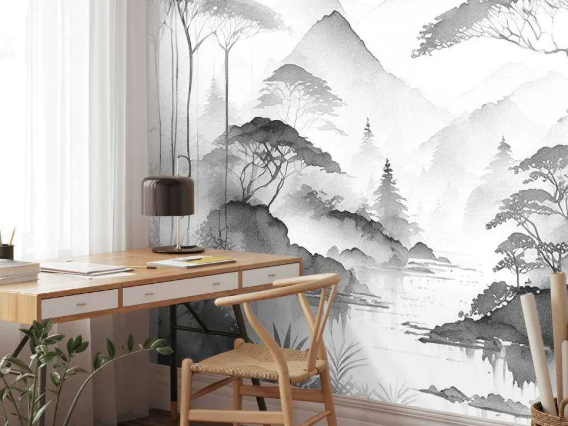 fotobehang__bergmeer_in_n_7-2.webp Sale Fotobehang - Bergmeer in Nevelige Inkt Landschappen