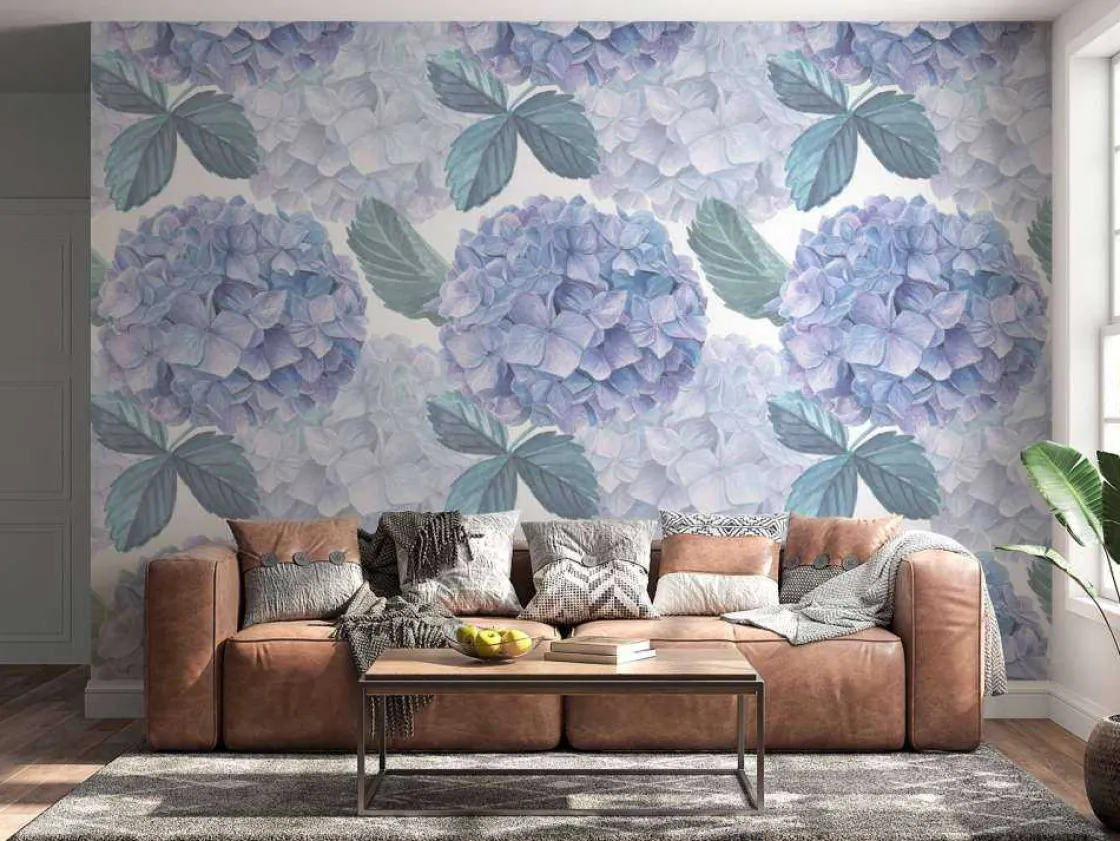 fotobehang__dauwdruppel_h_2.webp Discount Fotobehang - Dauwdruppel Hortensia's Bloemen