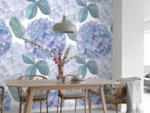 Discount Fotobehang - Dauwdruppel Hortensia's Bloemen