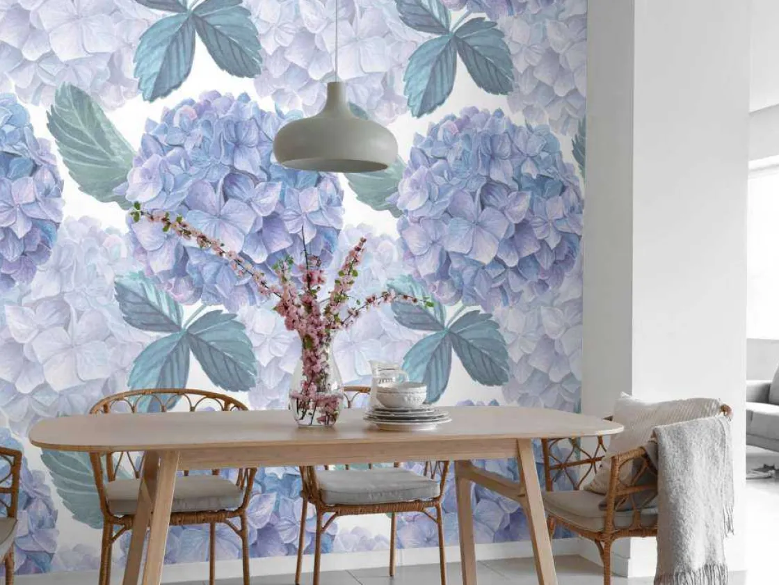 fotobehang__dauwdruppel_h_3.webp Discount Fotobehang - Dauwdruppel Hortensia's Bloemen