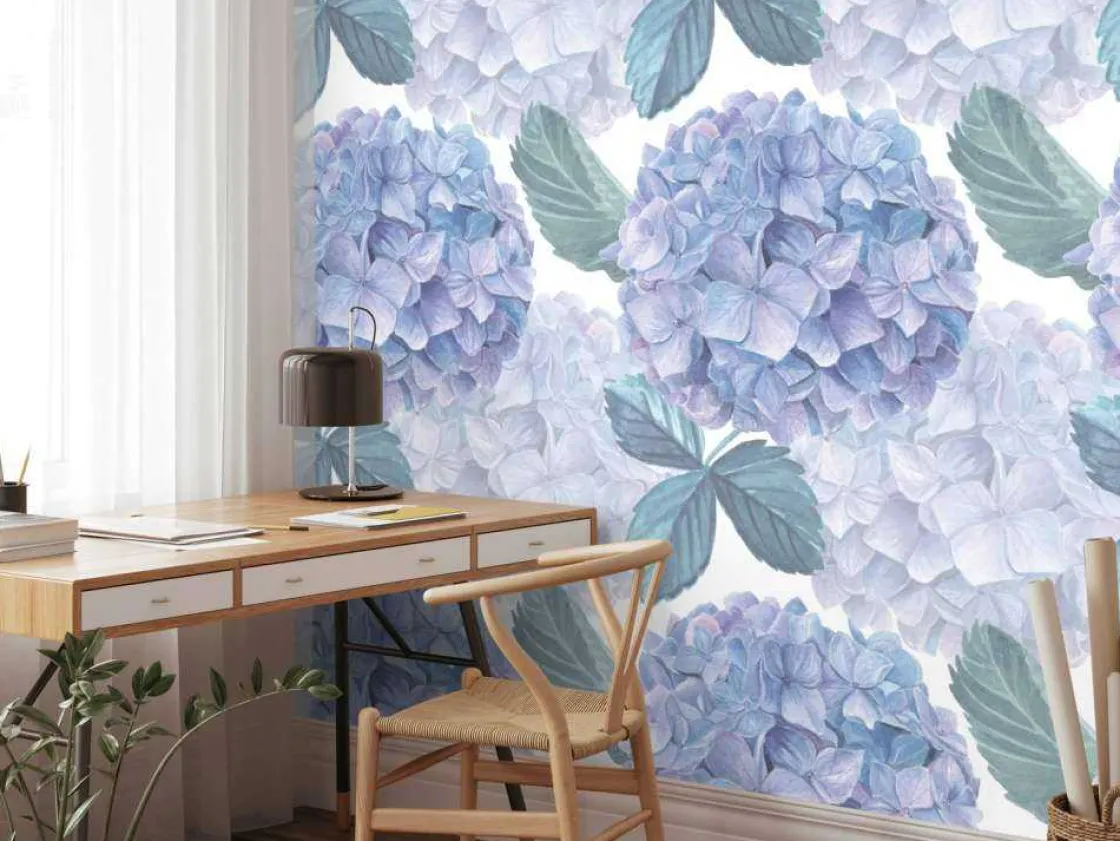 fotobehang__dauwdruppel_h_5.webp Discount Fotobehang - Dauwdruppel Hortensia's Bloemen