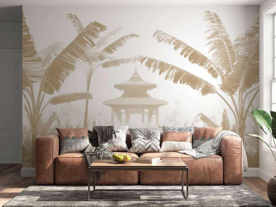 fotobehang__mistige_tempe_2.webp New Fotobehang - Mistige Tempeltuin, taupe Landschappen