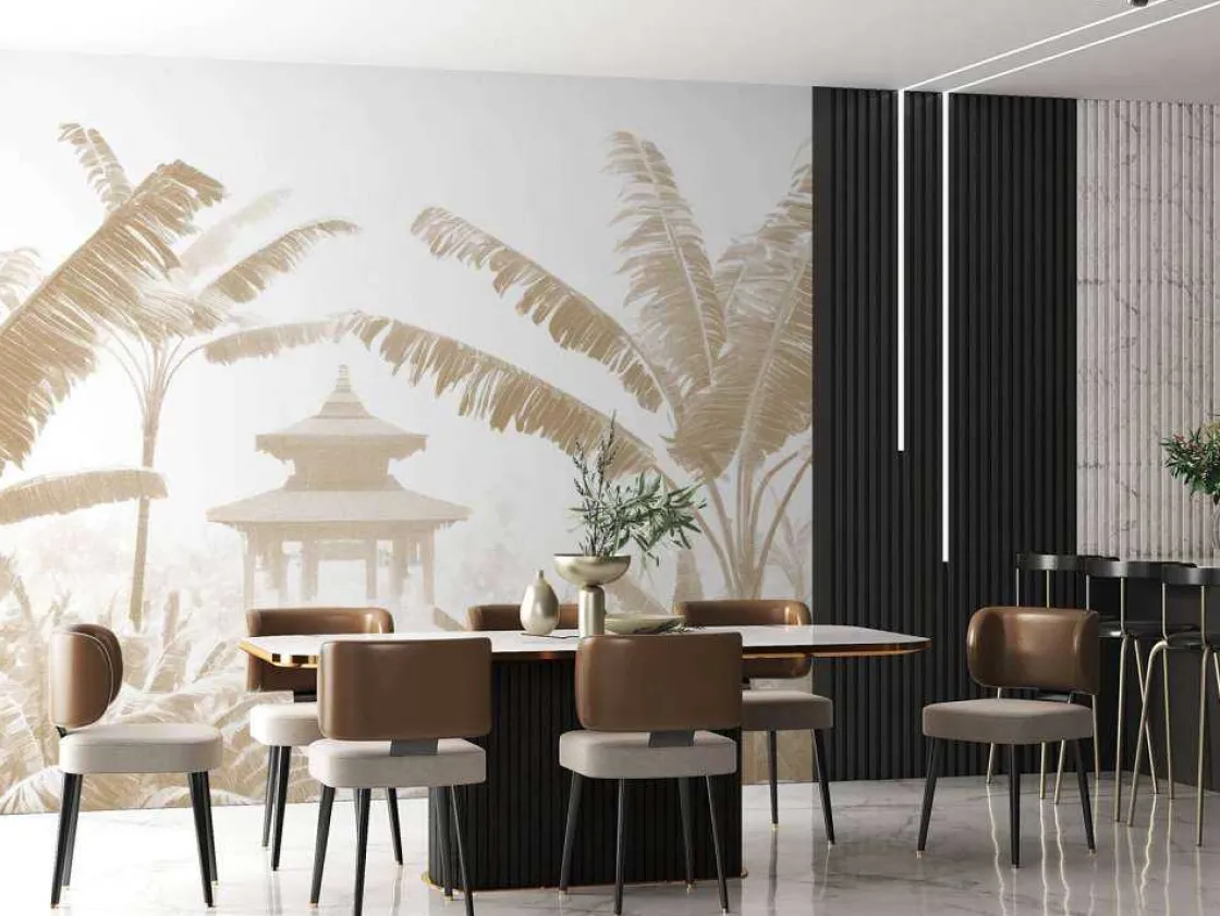 fotobehang__mistige_tempe_3.webp New Fotobehang - Mistige Tempeltuin, taupe Landschappen