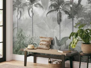 New Fotobehang - Nevelig Palmbos Kinderkamer | Natuur