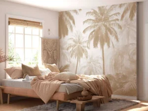 Fashion Fotobehang - Nevelige Palmwoud, taupe Landschappen