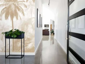 Fashion Fotobehang - Nevelige Palmwoud, taupe Landschappen