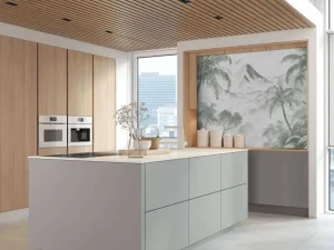 Discount Fotobehang - Ochtendgloren op Vulkanisch Eiland, groen Landschappen