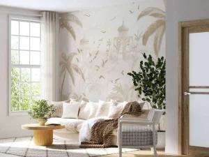 Sale Fotobehang - Oosterse Tuin bij Dageraad, taupe Landschappen