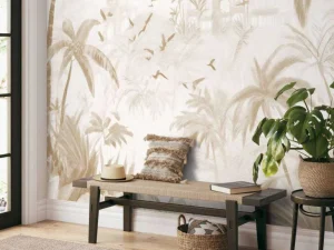 Sale Fotobehang - Oosterse Tuin bij Dageraad, taupe Landschappen
