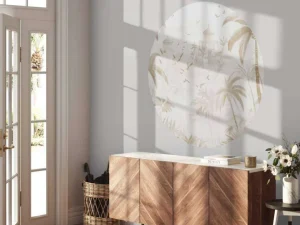 Sale Fotobehang - Oosterse Tuin bij Dageraad, taupe Landschappen