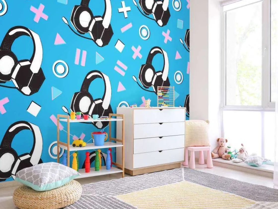 fotobehang__retro_gaming__5.webp Hot Fotobehang - Retro Gaming Headset Kinderkamer