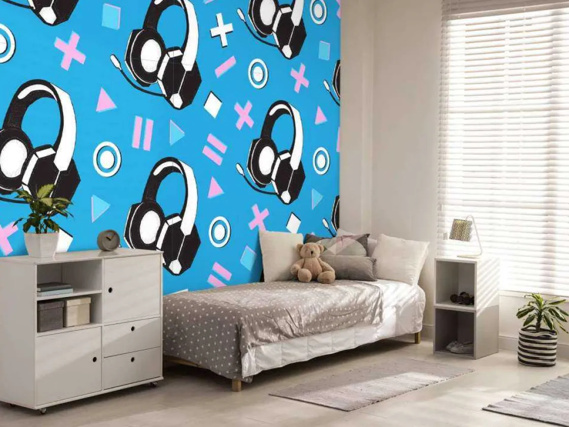 fotobehang__retro_gaming__9.webp Hot Fotobehang - Retro Gaming Headset Kinderkamer