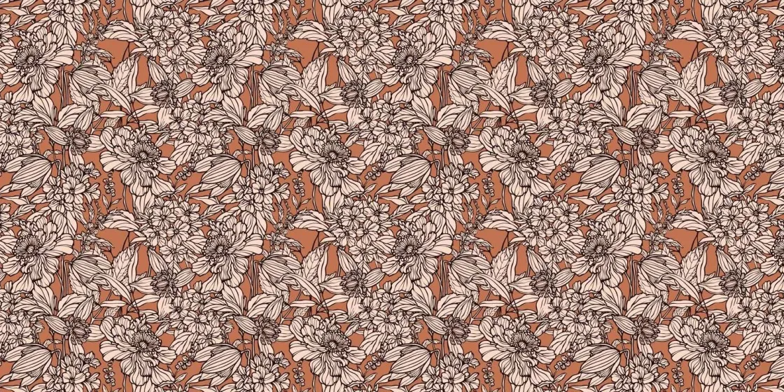 fotobehang__terracotta_bo_0.webp Fashion Fotobehang - Terracotta Botanische Lijnen Bloemen