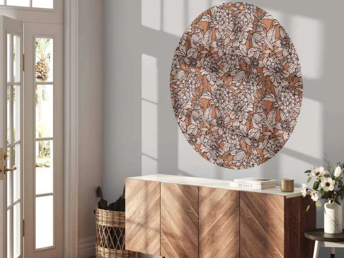 fotobehang__terracotta_bo_7.webp Fashion Fotobehang - Terracotta Botanische Lijnen Bloemen