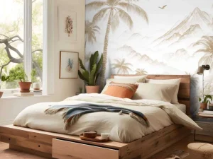 Sale Fotobehang - Vredige Palmbaai, taupe Landschappen