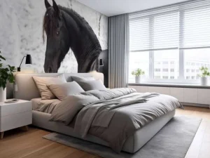 Outlet Fries Paard in de sneeuw fotobehang Kinderkamer | Dieren