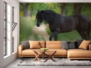 New Fries Paard op een Zandweg fotobehang Dieren