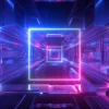 Outlet Futuristisch neon verlichte tunnel fotobehang Computerkamer | 3d
