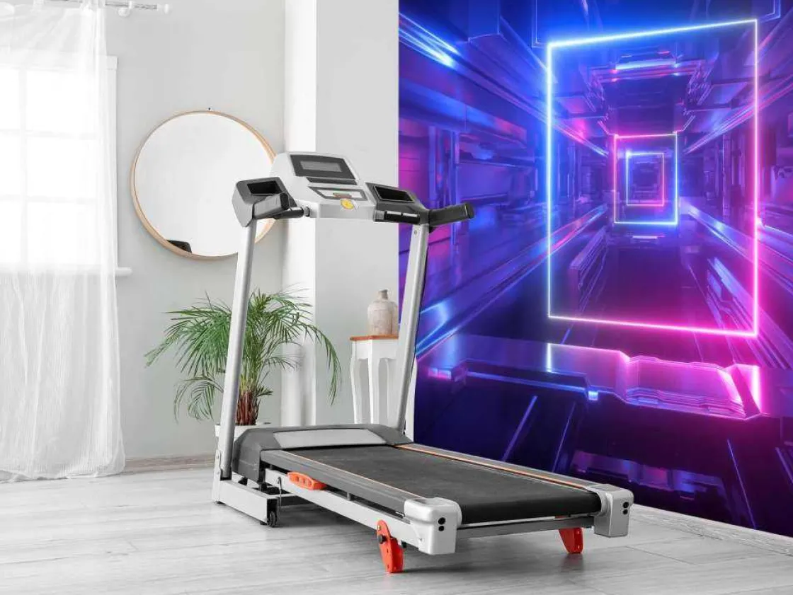 futuristisch_neon_verlich_7.webp Outlet Futuristisch neon verlichte tunnel fotobehang Computerkamer | 3d