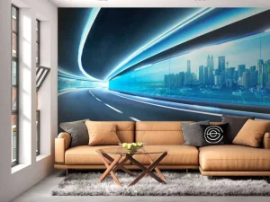 Fashion Futuristische tunnel fotobehang Tienerkamer | Kinderkamer