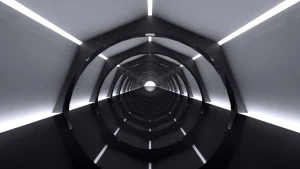Clearance Futuristische tunnel met reflecterende vloer fotobehang Tienerkamer | 3d