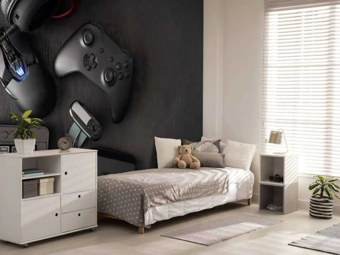 game_accessoires_fotobeha_2.webp Clearance Game accessoires fotobehang Tienerkamer | Computerkamer