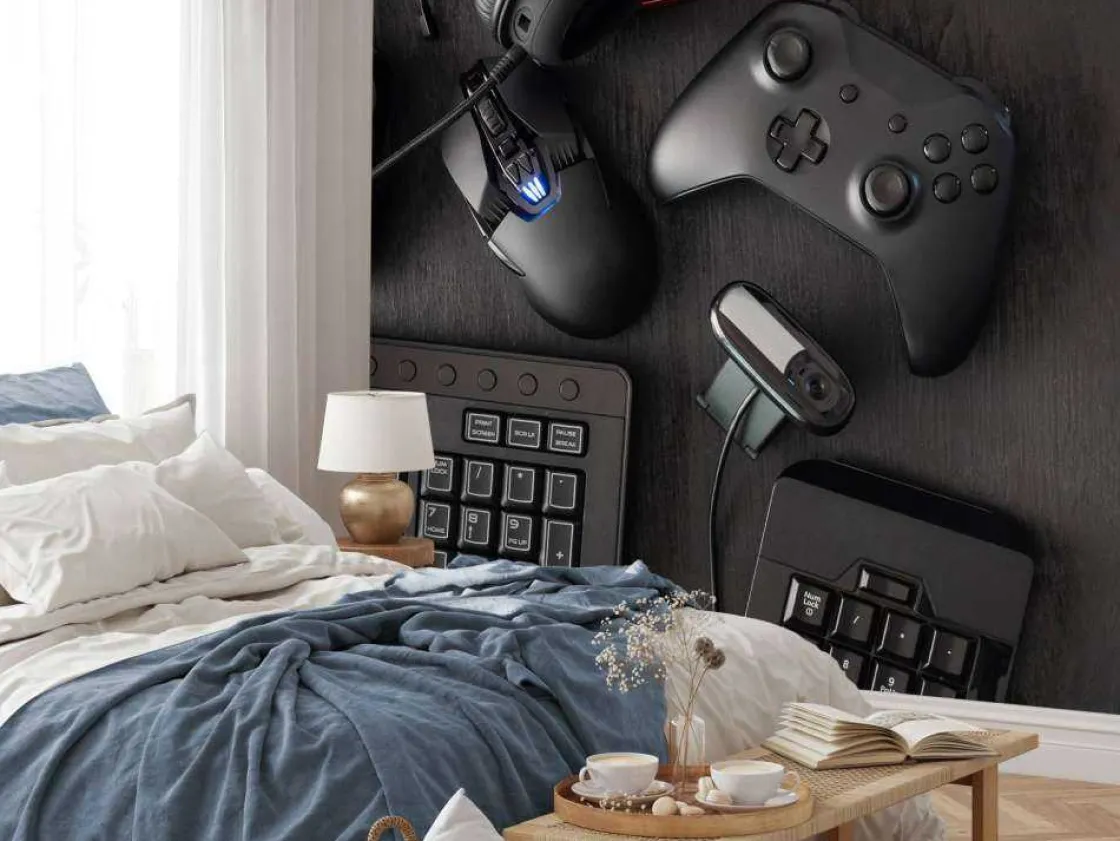 game_accessoires_fotobeha_8.webp Clearance Game accessoires fotobehang Tienerkamer | Computerkamer