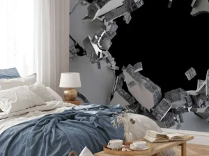 Discount Gebarsten betonnen muur fotobehang Tienerkamer | 3d