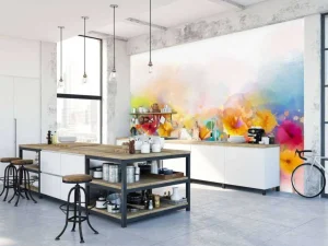 Fashion Gekleurde aquarel bloemen fotobehang Kunst & Design | Bloemen