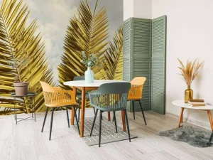 Outlet Gele palmboom bladeren fotobehang Bloemen