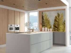 Outlet Gele palmboom bladeren fotobehang Bloemen