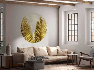 Outlet Gele palmboom bladeren fotobehang Bloemen
