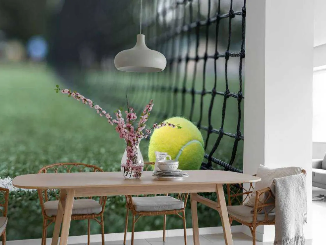 gele_tennisbal_tegen_het__3.webp Discount Gele tennisbal tegen het net aan fotobehang Tienerkamer | Kinderkamer