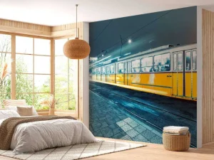 Outlet Gele tram in Boedapest fotobehang Transport