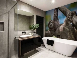 Fashion Gelukkige luiaard in het oerwoud fotobehang Dieren