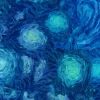 Outlet Geschilderde blauwe bloemen structuur fotobehang Kunst & Design