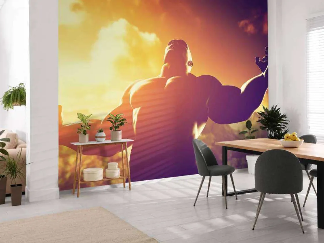 gespierde_man_bij_zonsond_3.webp Clearance Gespierde man bij zonsondergang fotobehang Kinderkamer | Sport