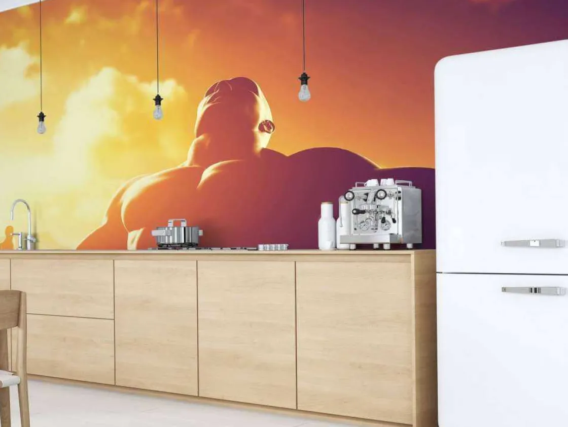gespierde_man_bij_zonsond_5.webp Clearance Gespierde man bij zonsondergang fotobehang Kinderkamer | Sport