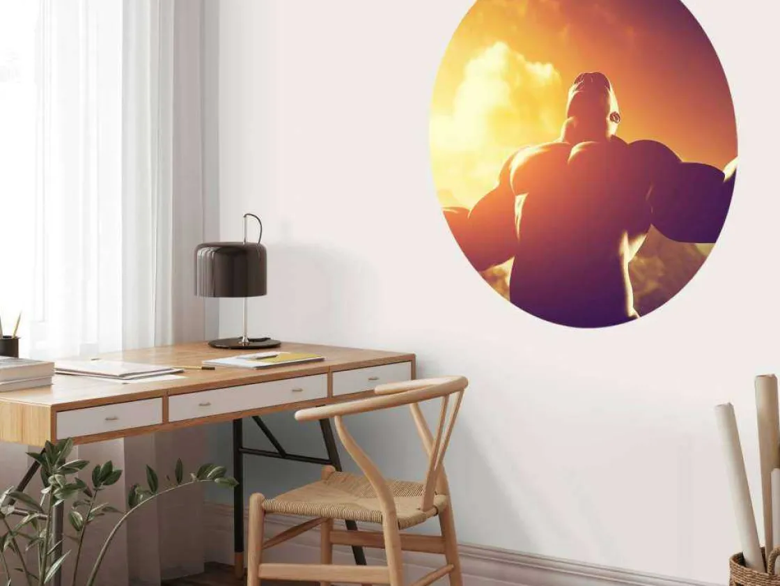 gespierde_man_bij_zonsond_7.webp Clearance Gespierde man bij zonsondergang fotobehang Kinderkamer | Sport