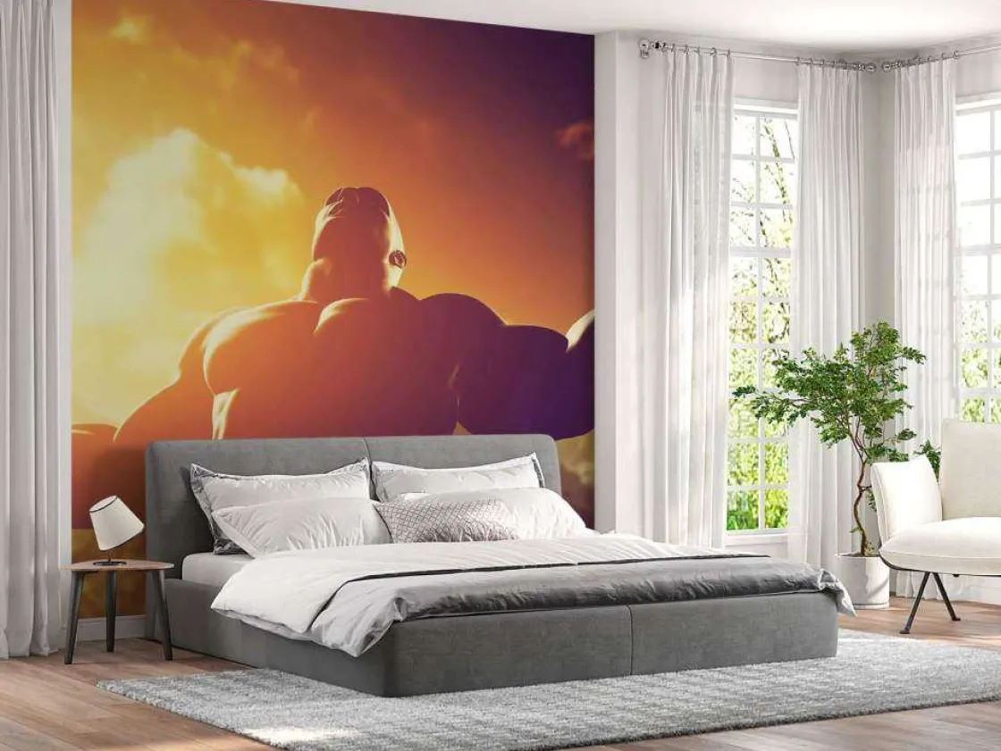 gespierde_man_bij_zonsond_9.webp Clearance Gespierde man bij zonsondergang fotobehang Kinderkamer | Sport