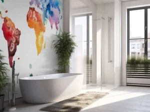 Sale Getekende aquarel wereldkaart fotobehang Hobbykamer