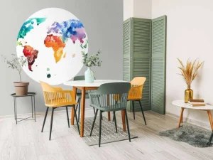 Sale Getekende aquarel wereldkaart fotobehang Hobbykamer