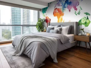 Sale Getekende aquarel wereldkaart fotobehang Hobbykamer