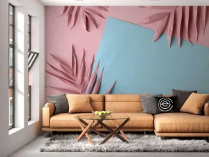 Hot Geverfde palmbladeren fotobehang Tienerkamer | Bloemen